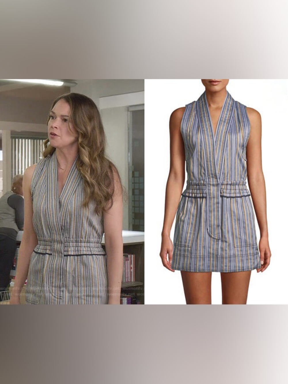 10 Crosby Derek Lam Striped Sleeveless Denim Midi Dress